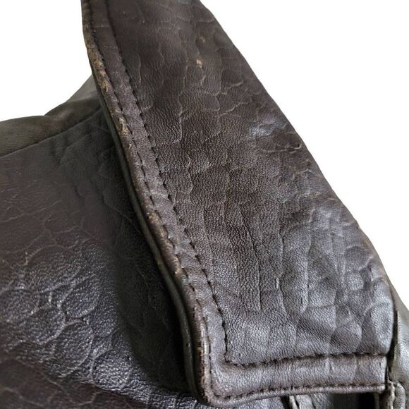 Braefair Vintage 80s Brown Leather Crested Gold Button Double Breasted Coat - Picture 9 of 16